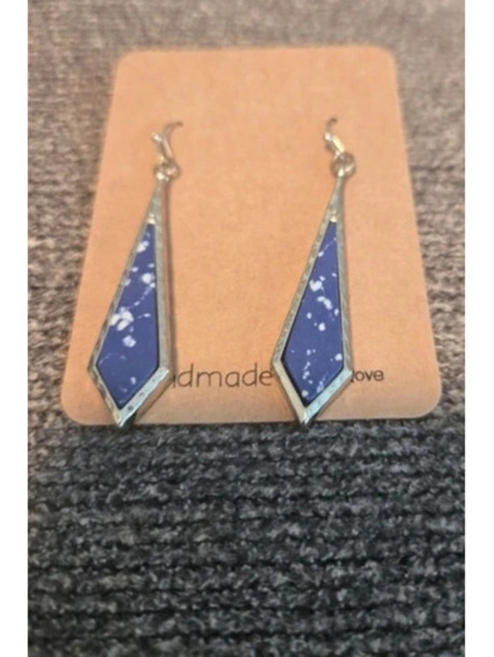 Handmade Blue and Silver Geometric Dangle Earrings